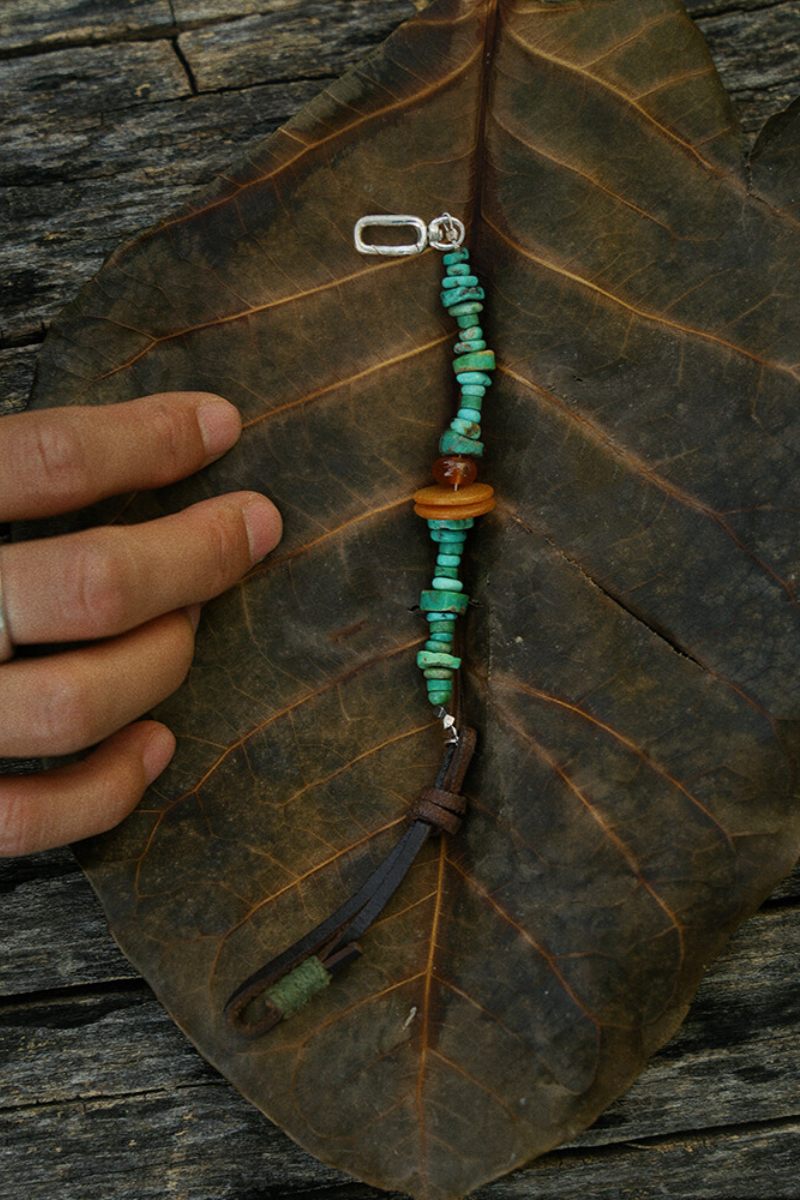 Oasi Turchese · Bracciale Intrecciato a Mano con Turchese, Corniola Gialla e Argento