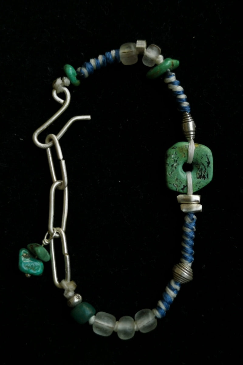 Intreccio Celeste · Bracciale con Corda Intrecciata, Catena in Argento e Turchese Naturale