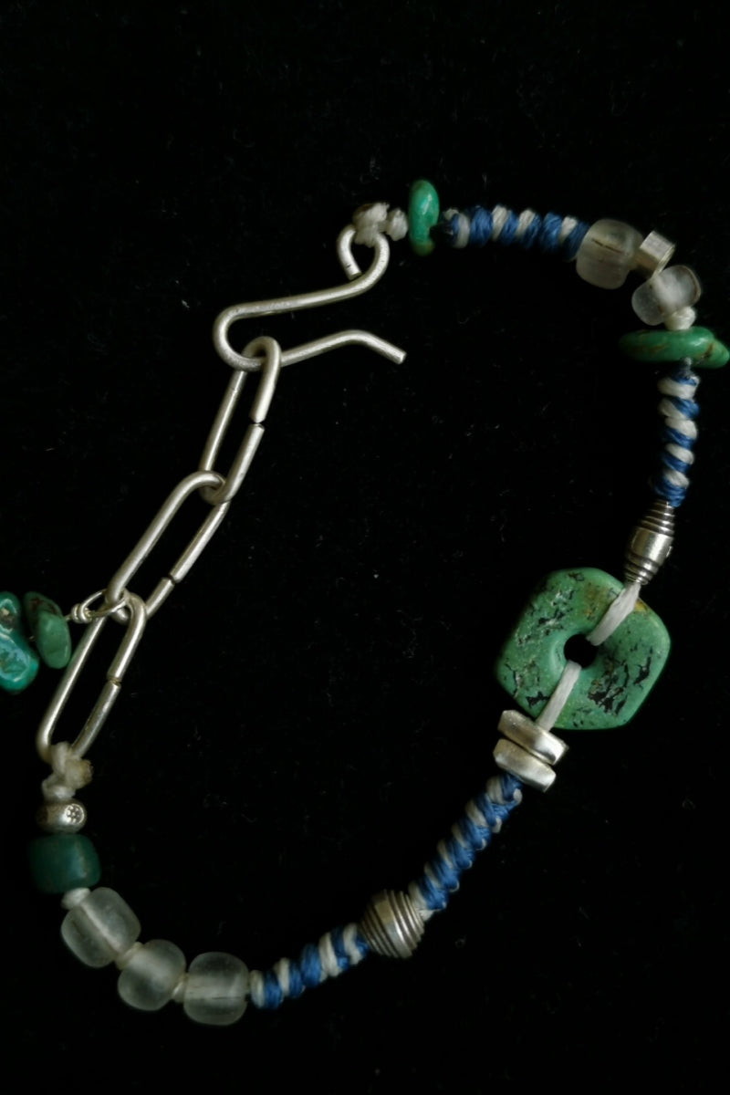 Intreccio Celeste · Bracciale con Corda Intrecciata, Catena in Argento e Turchese Naturale