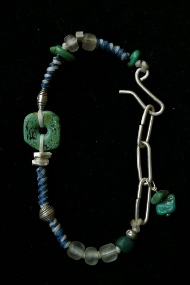 Intreccio Celeste · Bracciale con Corda Intrecciata, Catena in Argento e Turchese Naturale