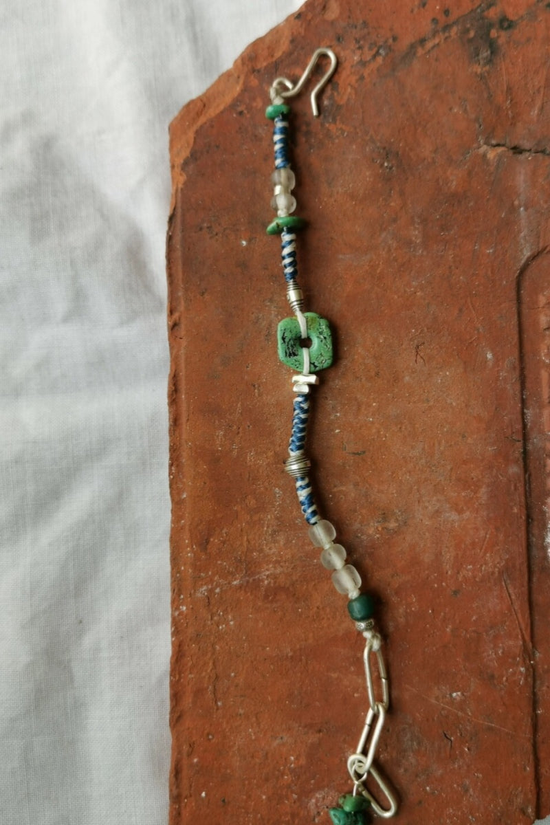 Intreccio Celeste · Bracciale con Corda Intrecciata, Catena in Argento e Turchese Naturale